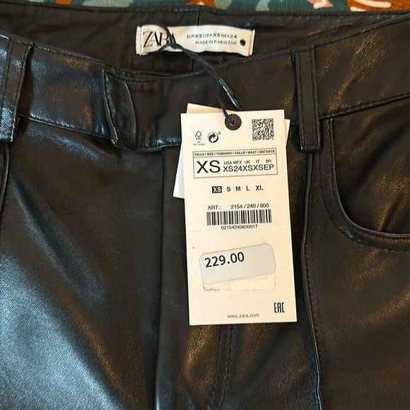 NWT $229 ZARA 100% Genuine Sheep Leather Black Flare Pants Limited Edition Sz XS - Picture 10 of 13